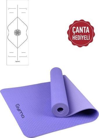 Gymo Hizalamalı 6mm TPE Yoga Matı Pilates Minderi Lila