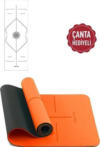 Gymo Hizalamalı 6mm TPE Yoga Matı Pilates Minderi Turuncu