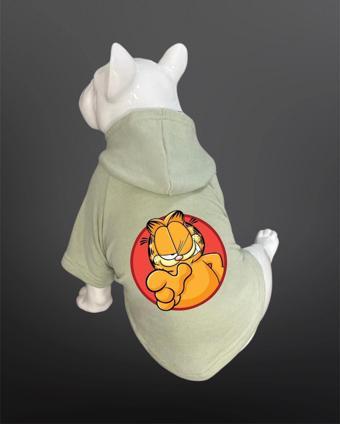 Kedi & Köpek Kıyafeti Sweatshirt - Garfield Baskılı Su Yeşili Sweatshirt