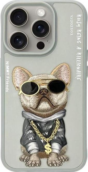 Nimmy iPhone 15 Pro Max Uyumlu Gri Dog Series Telefon Kılıfı