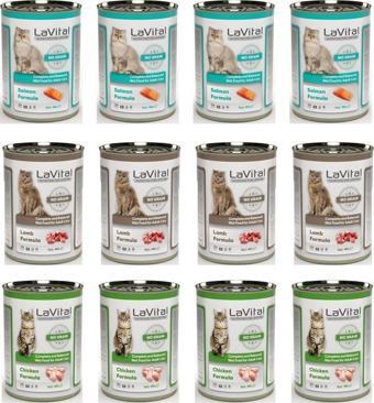 LaVital Tahılsız 3 Çeşit Karma Kedi Konservesi 400 Gr. x 12 Adet