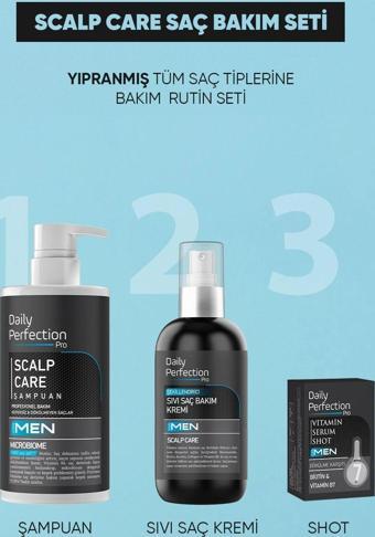 Daily Perfection Pro Scalp Care Saç Bakım Seti Erkeklere Özel (Şampuan-Şekillendirici Sıvı Saç Bakım Kremi-Vitamin Shot)