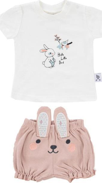Gezenbebe Hero Kısa Kol Desenli Bebek T-Shirt & Nakışlı Şort Seti Bunny