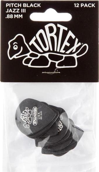 Jim Dunlop 482P.50 Tortex Pitch Black Jazz III 12li Pena Seti (0.50mm)