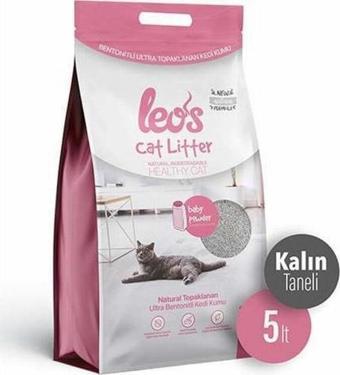 Leos Cat Litter Baby Powder Kokulu Kalın Taneli Kedi Kumu 2x5 Lt
