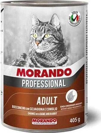 Morando Professional Av Hayvanlı ve Tavşanlı Yetişkin Kedi Konservesi 12 Adet 405 Gr