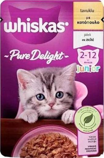 Whiskas Pouch Pure Delight Jöle İçinde Tavuklu Yavru Kedi Konservesi 12 Adet 85 Gr