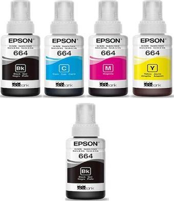 Epson T664 / L210 Orjinal Mürekkep Takımı +1 Siyah Hediyeli 