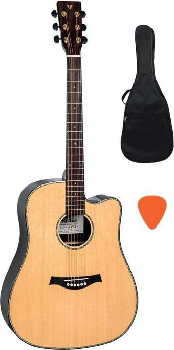 Valler VA555 Solid Top Cutaway Parlak Cilalı Akustik Gitar