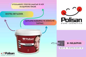 Polisan Elegans Extra Beyaz-Antibakteriyel Küf Önleyici Tavan Boyası 2.5 lt - Beyaz