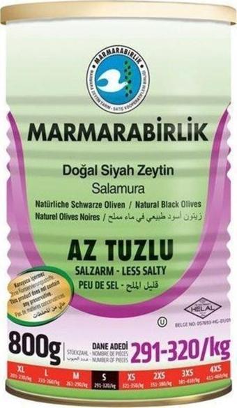 Marmarabirlik Siyah Zeytin  Az Tuzlu 800 Gr. TNK. (24'lü)