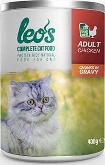 Leos Tavuk Parça Etli Soslu Yetişkin Kedi Konservesi 12 Adet 400 Gr