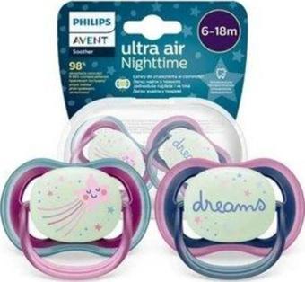 Philips Avent Ultra Air Night Karanlıkta Parlar Gece Emziği 6-18 Ay Kız