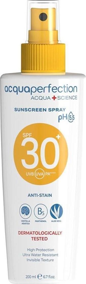 Güneş Koruyucu Sprey SPF30+ 200ml UVA UVB Koruması, Suya Dayanıklı, Leke Önleyici