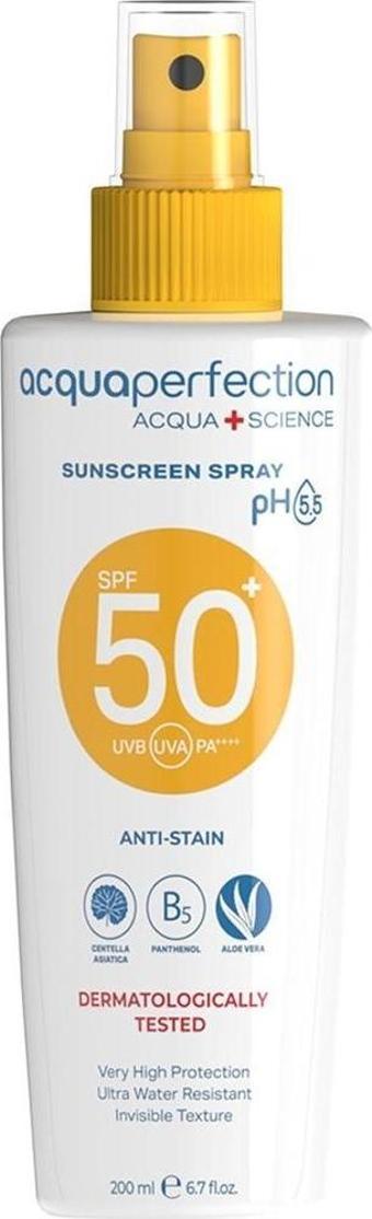 Güneş Koruyucu Sprey SPF50+ 200ml UVA UVB Koruması, Suya Dayanıklı, Leke Önleyici