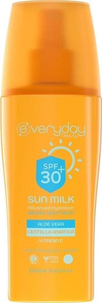 Güneş Koruyucu Süt Sprey SPF30 200ml UVA UVB Koruması, Suya Dayanıklı, Leke Önleyici, Nemlendirici