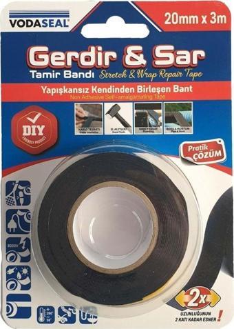 Vodaseal Gerdir & Sar Tamir Bandı, Uzunluğunun 2 Katı Kadar Esner 20Mm X 3M - Siyah