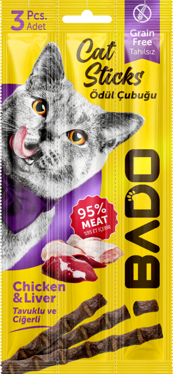 Bado Kedi Ödül Çubuğu Tavuk ve Ciğerli 3x5gr