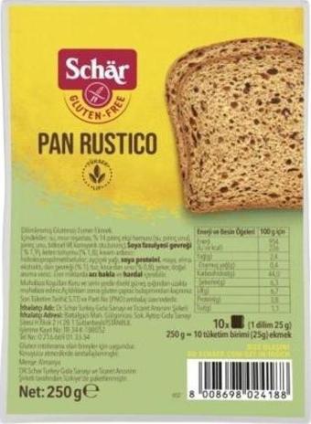 Schar Glutensiz Rustico Lifli Ekmek 250 Gr.