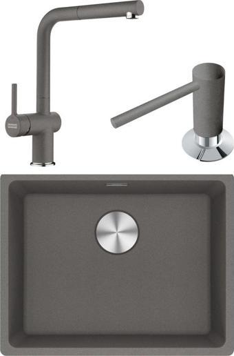 Franke Maris MRG 110-52 Granit Eviye-Active Plus 2.0 Armatür-Sıvı Sabunluk Üçlü Set Stone Grey