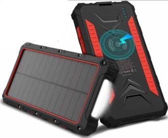 Güneş Enerjili Wireless Özellikli 20000 Mah  Solar Powerbank - 2+1 Çıkışlı