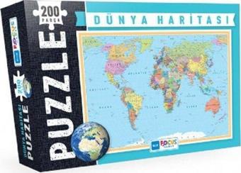 Blue Focus 200 Parça Dünya Haritası Puzzle