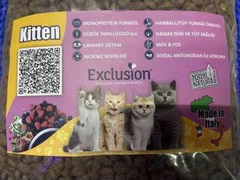 Exclusion 2kg Tavuklu, Yaban Mersinli Ve Narlı Düşük Tahıllı Yavru Kedi Maması (MADE İN İTALY) (1KG 1KG)