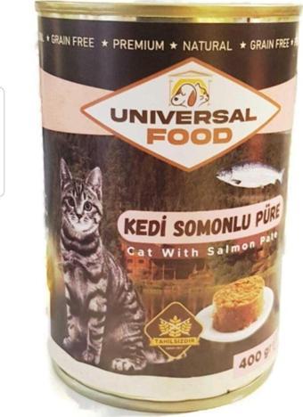 Universal Unıversal Food Somonlu Tahılsız Püre Kedi Konserve Yaş Mama 400gr*12 Adet