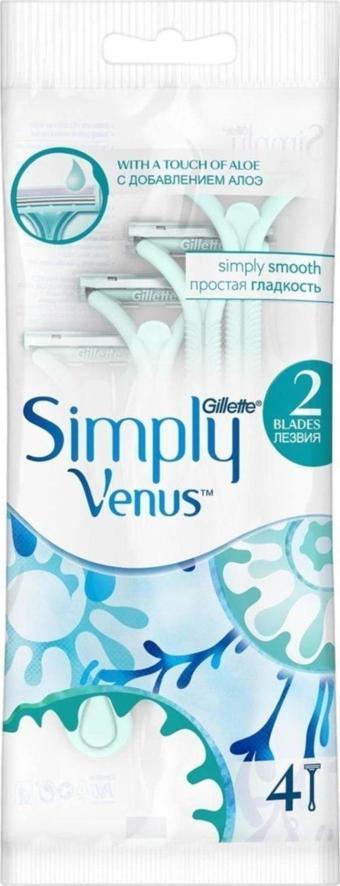 Gillette Venus Simply 2 Bıçaklı Tıraş Bıçağı 4 Lü Poşet