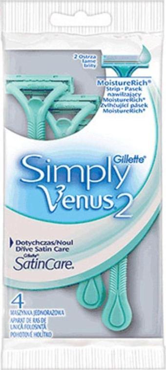 Gillette Venus Simply Venus 2 Kullan At Tıraş Bıçağı 4'Lü