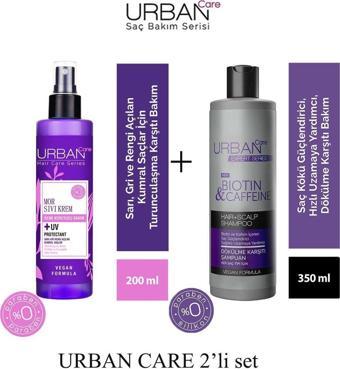 Urban Care Expert Biotin & Kafein Şampuan 350 Ml + Turunculaşma Karşıtı Mor Sıvı Saç Kremi - 200 Ml