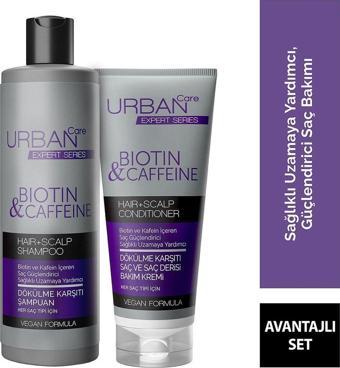 Urban Care Expert Biotin Ve Kafein Dökülme Karşıtı Şampuan 350Ml Saç Kremi 200 Ml - Vegan - Hızlı Uzama