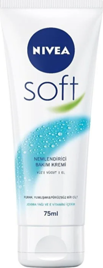 Nivea Soft Krem 75ml , Nemlendirici Bakım Kremi, Yüz, Vücut, El, Jojoba Yağı ve E Vitamini ile Cilt Bakımı