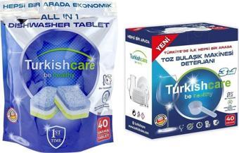 Turkishcare Bulaşık Mak. Tableti 40 lı + Toz Deterjan 40 Yıkama Karma Paket