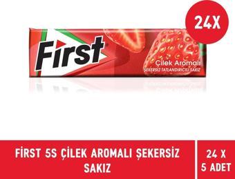 First 5S Çilek Aromalı Şekersiz Sakız - 24 Adet