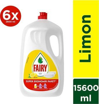 Fairy Sıvı Bulaşık Deterjanı Limon 15600ml ( 6 X 2600 Ml)