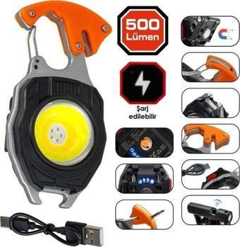 Rox 0230 Outdoor Çok Fonksiyonlu Anahtarlık Şarjlı LED Fener 500 Lümen