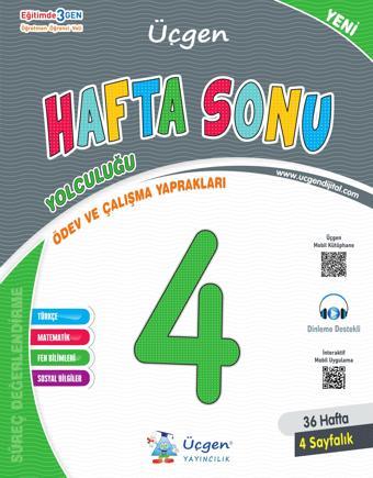 Üçgen 2025 4. Sınıf Hafta Sonu Ödev Ve Çalışma Yaprakları 36 Hafta - Üçgen Yayıncılık