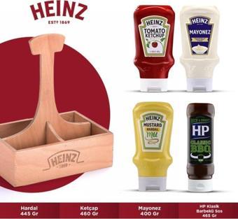 Heinz Ahşap Sosluk Hediyeli Paket (Hardal 445 gr.+Ketçap 460 gr.+Mayonez 400 gr+Barbekü 465 gr)