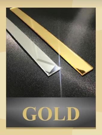 Eyka Store Dekoratif Şerit Gümüş - Gold Ayna Yapışkanlı Pleksi Duvar Süsü 2.5×120Cm 5 Adet 1 Mm Kalınlık