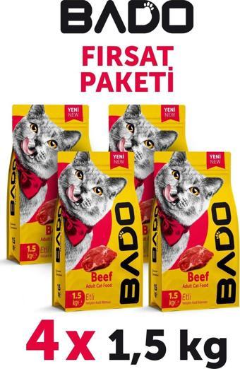 Bado Yetişkin Kedi Maması Etli Biftekli 1,5 Kg 4'lü