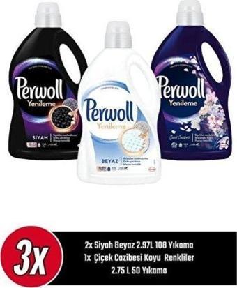 Perwoll Hassas Bakım Siyah Beyaz (2.97L 108 Yıkama ) ÇiçekCazibesi Koyu Renkliler (2.75L 50 Yıkama) 3'lü Set 