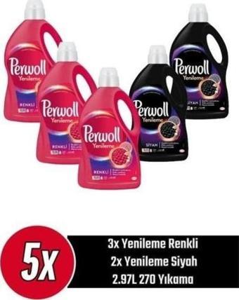 Perwoll Sıvı Çamaşır Deterjanı 5 x 2,97 (270 Yıkama) 3 Renkli + 2 Siyah