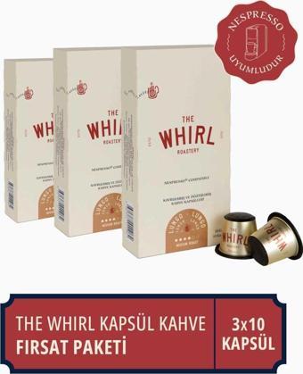 The Whirl Lungo Medium Kapsül Kahve 3'lü Fırsat Paketi 30 Kapsül