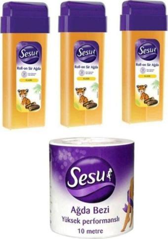 Sesu Kartuş Roll-on Normal Ciltler Ağda 3 Adet + Ağda Bezi