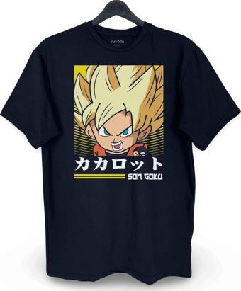 Son Goku Dragon Ball Baskılı Loose Fit Bisiklet Yaka Unisex Siyah Tişört