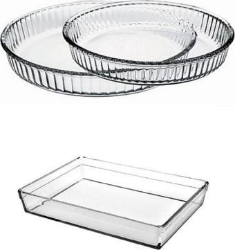 Paşabahçe borcam fırın tepsisi - 3 lü borcam set eldivenli