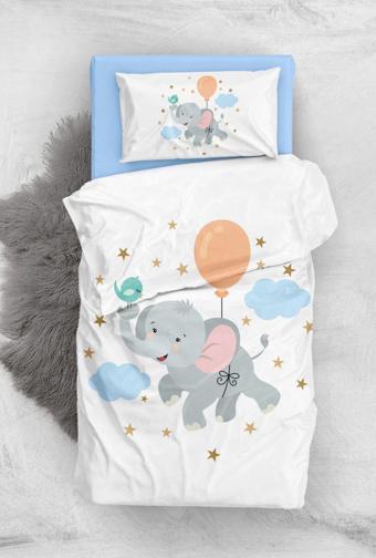 Monohome Blue Elephant 3D Pamuk Saten Bebek Nevresim Takımı