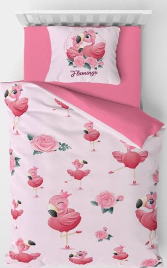 Monohome Flamingo Çocuk Nevresim Takımı 3D Pamuk Saten