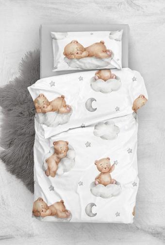 Monohome Sleeping Teddy Bear 3D Pamuk Saten Bebek Nevresim Takımı